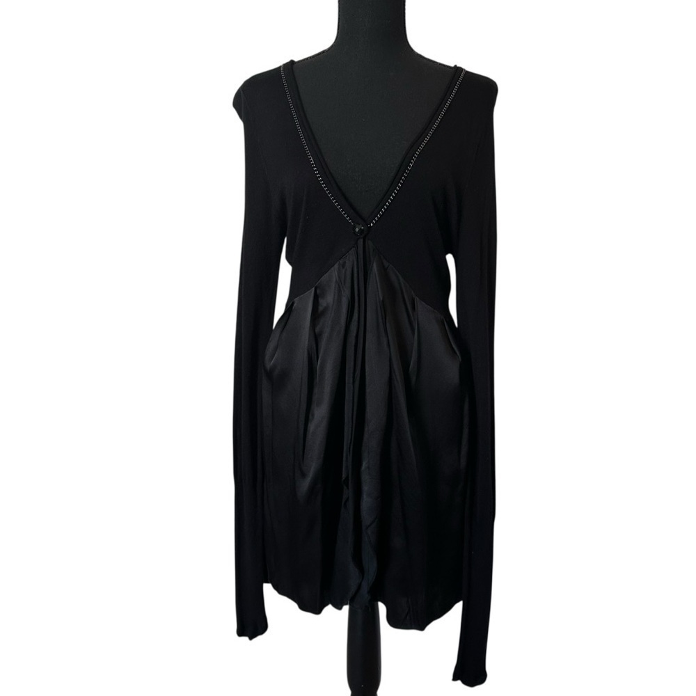 Y2K Cardigan Sweater Open Front Black Vintage Gothic Babydoll Size Extra Small